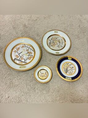 14KT Gold Original Chokin Art Collection Vintage Plates